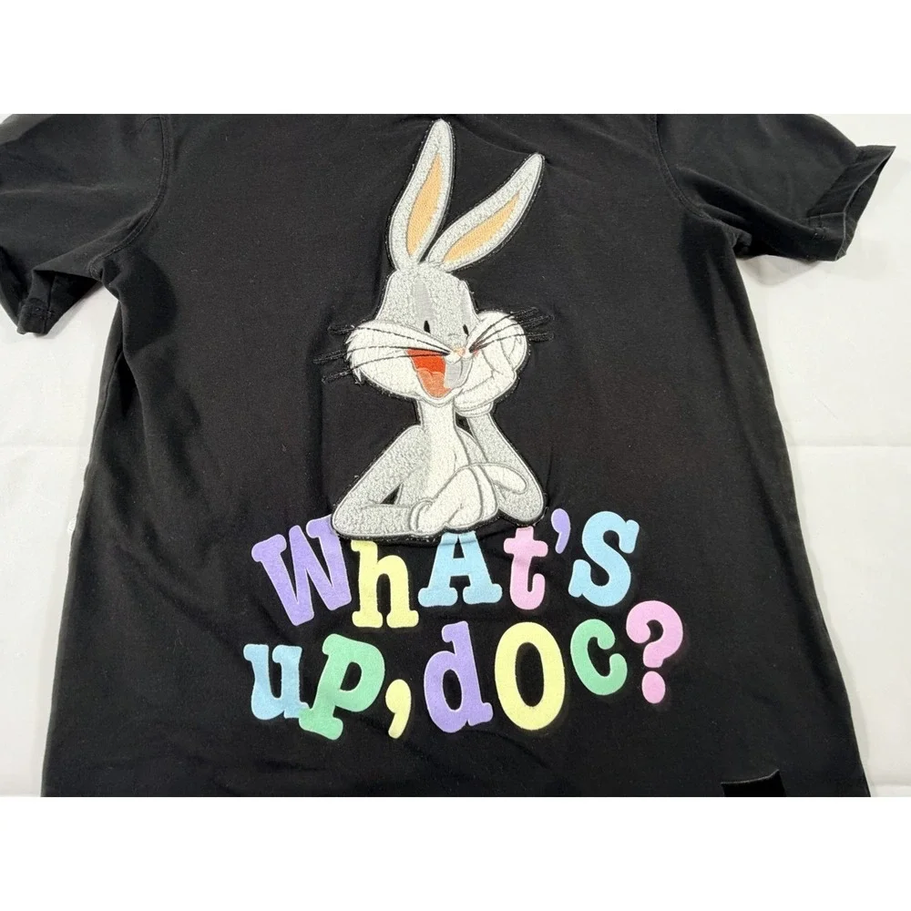 Looney Tunes Bugs Bunny Graphic Tee Retro Y2K Style Embroidery Cartoon Nostalgia